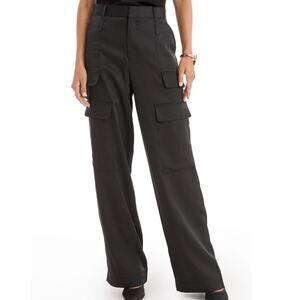 NWT Noli MILAN SATIN CARGO PANT - BLACK Size 0 Wide Leg Streetwear Glam
